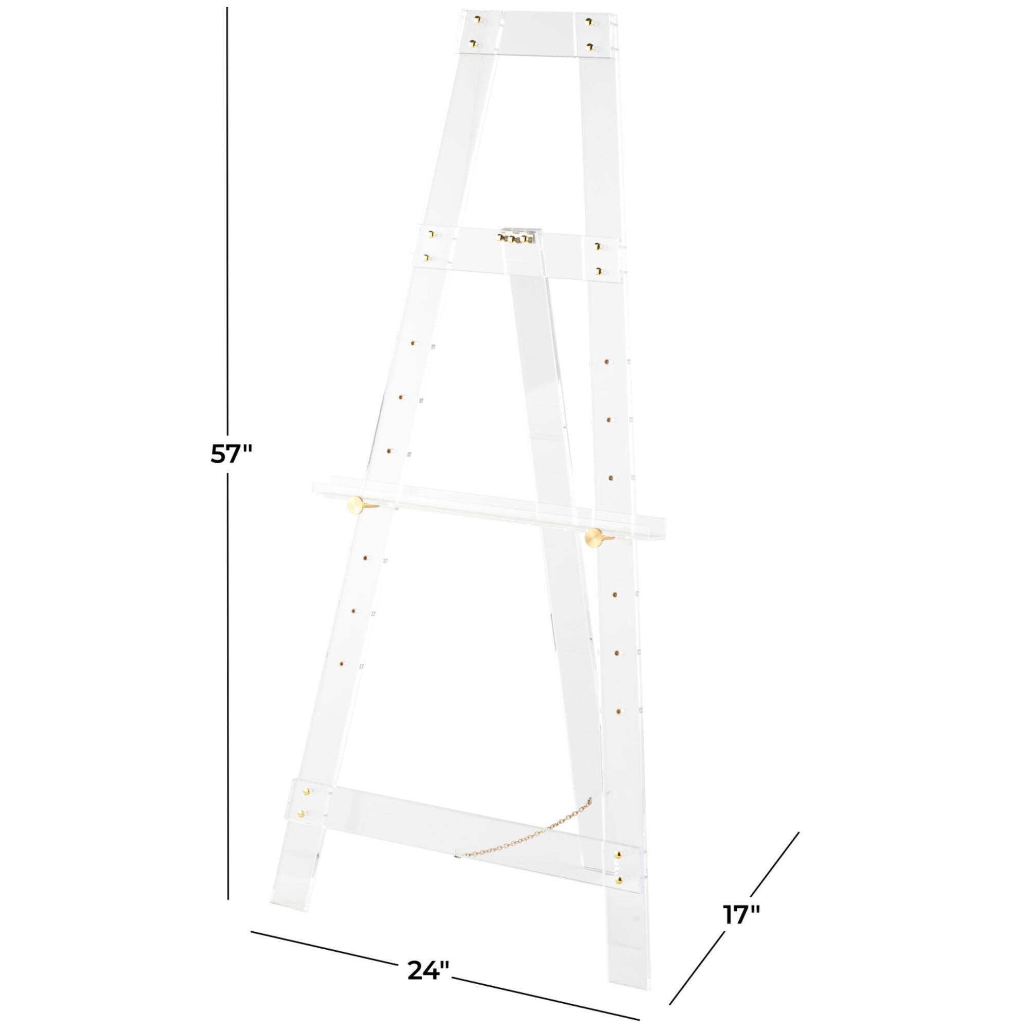 57" Clear Acrylic Plastic Adjustable 7-Tier Display Easel with Gold Metal Hardware & Chain Support